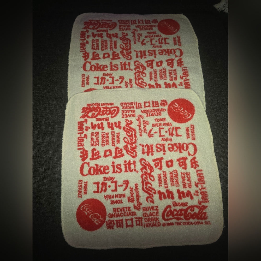 Vintage 80's Coca Cola Bath Cloths Set